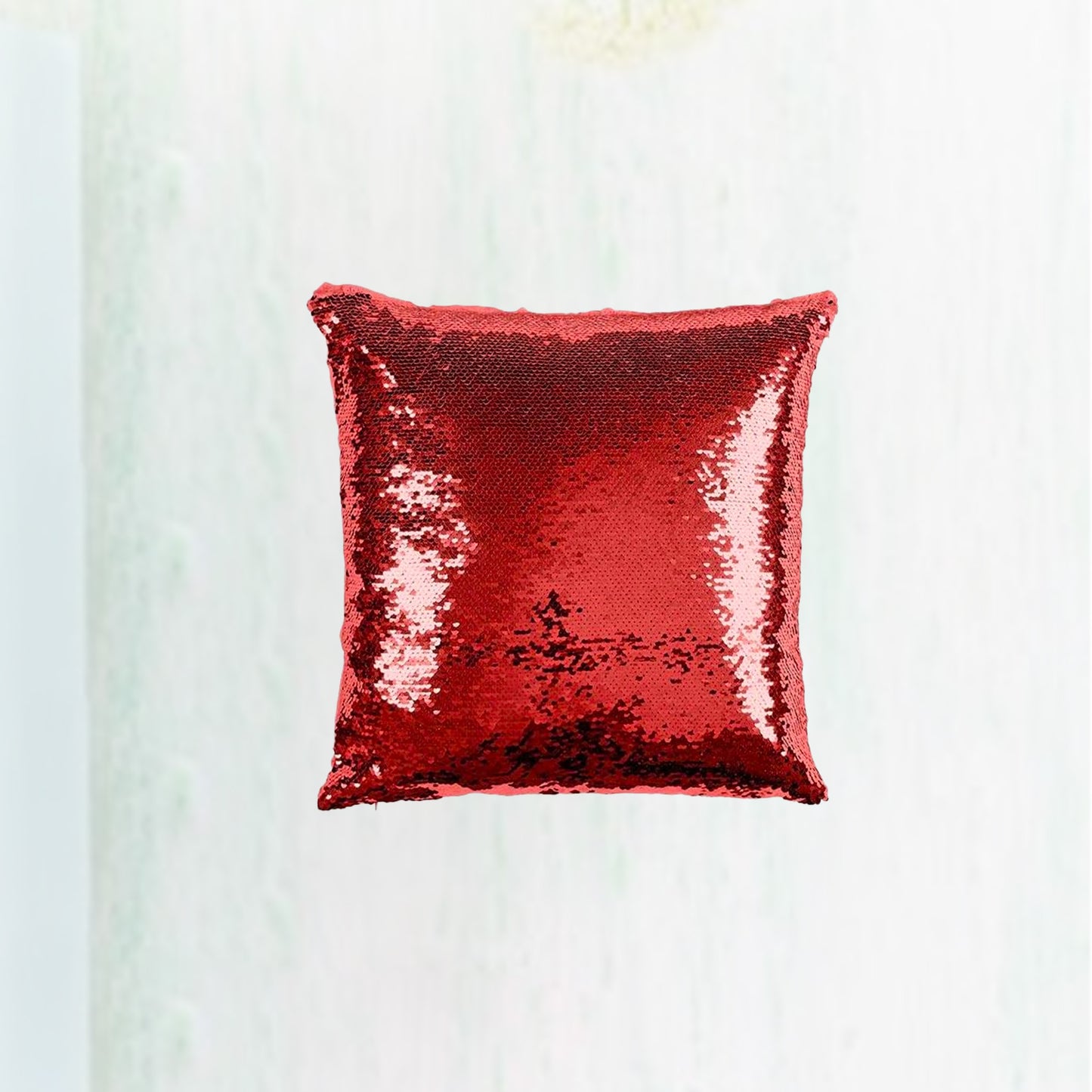 Flip Sequin Pillow Cover(Red w/ White)