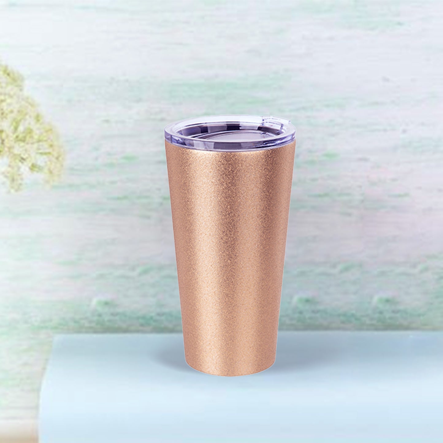 16oz/480ml Glitter Stainless Steel Tumbler w/ Lid(Gold)