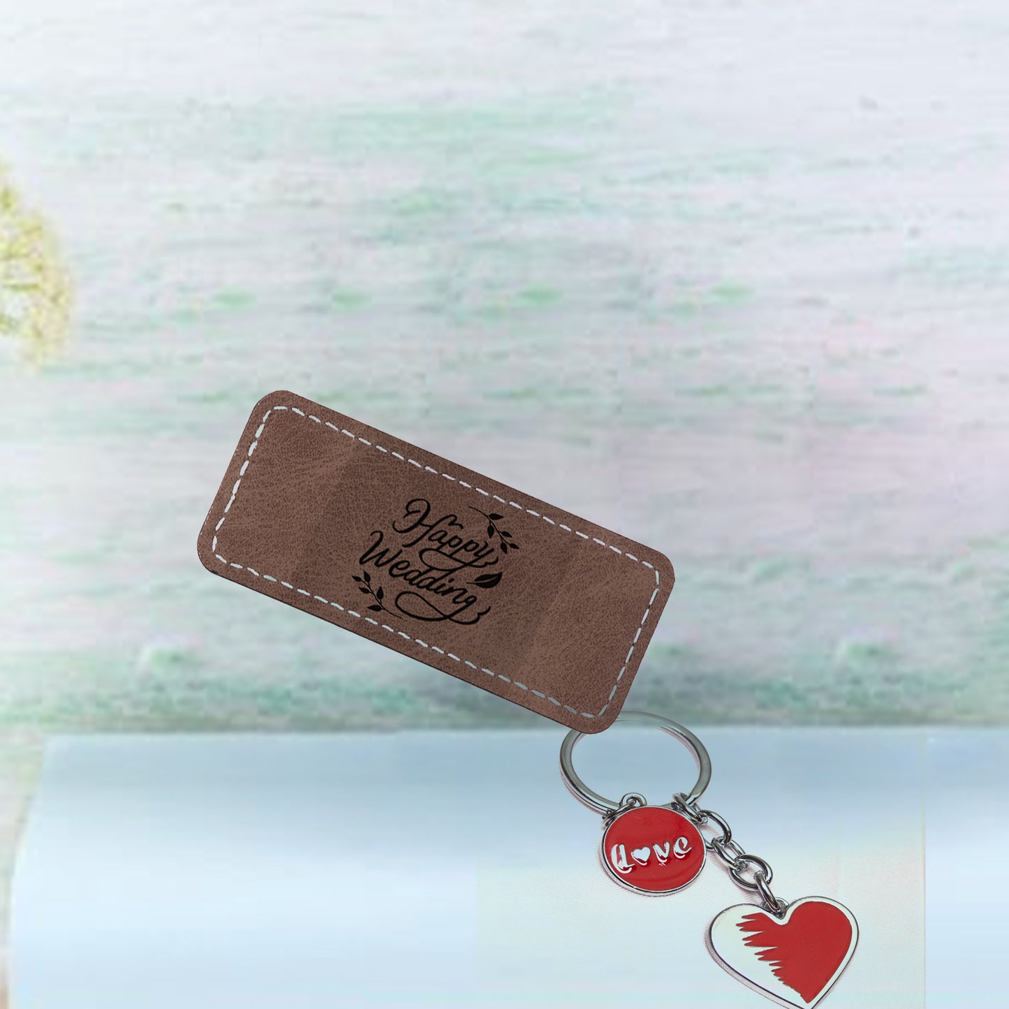 PU Leather Badge Name Tag(Gray, Small Rectangle)