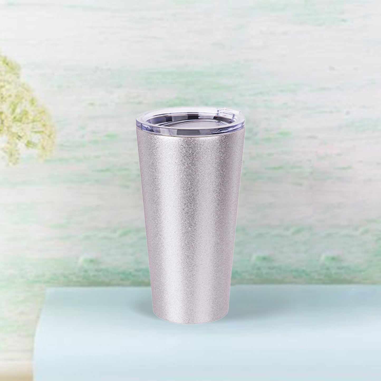 16oz/480ml Glitter Stainless Steel Tumbler w/ Lid(Silver)