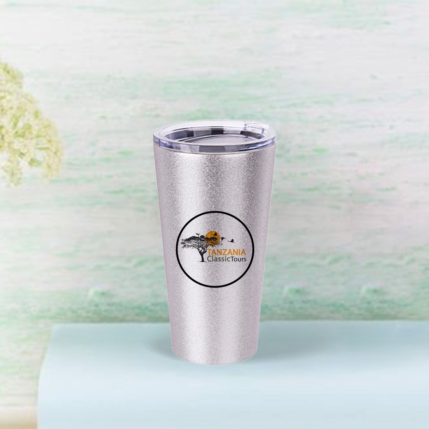 16oz/480ml Glitter Stainless Steel Tumbler w/ Lid(Silver)