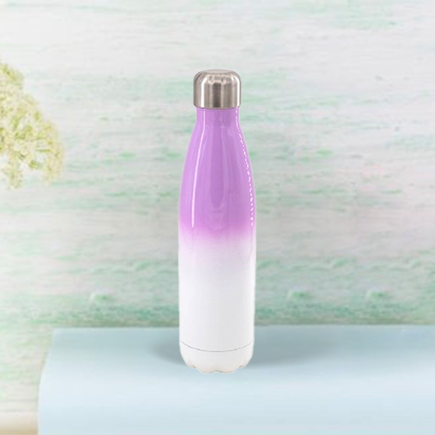 17oz/500ml Stainless Steel Cola Shaped Bottle(Gradient Color White&Purple)