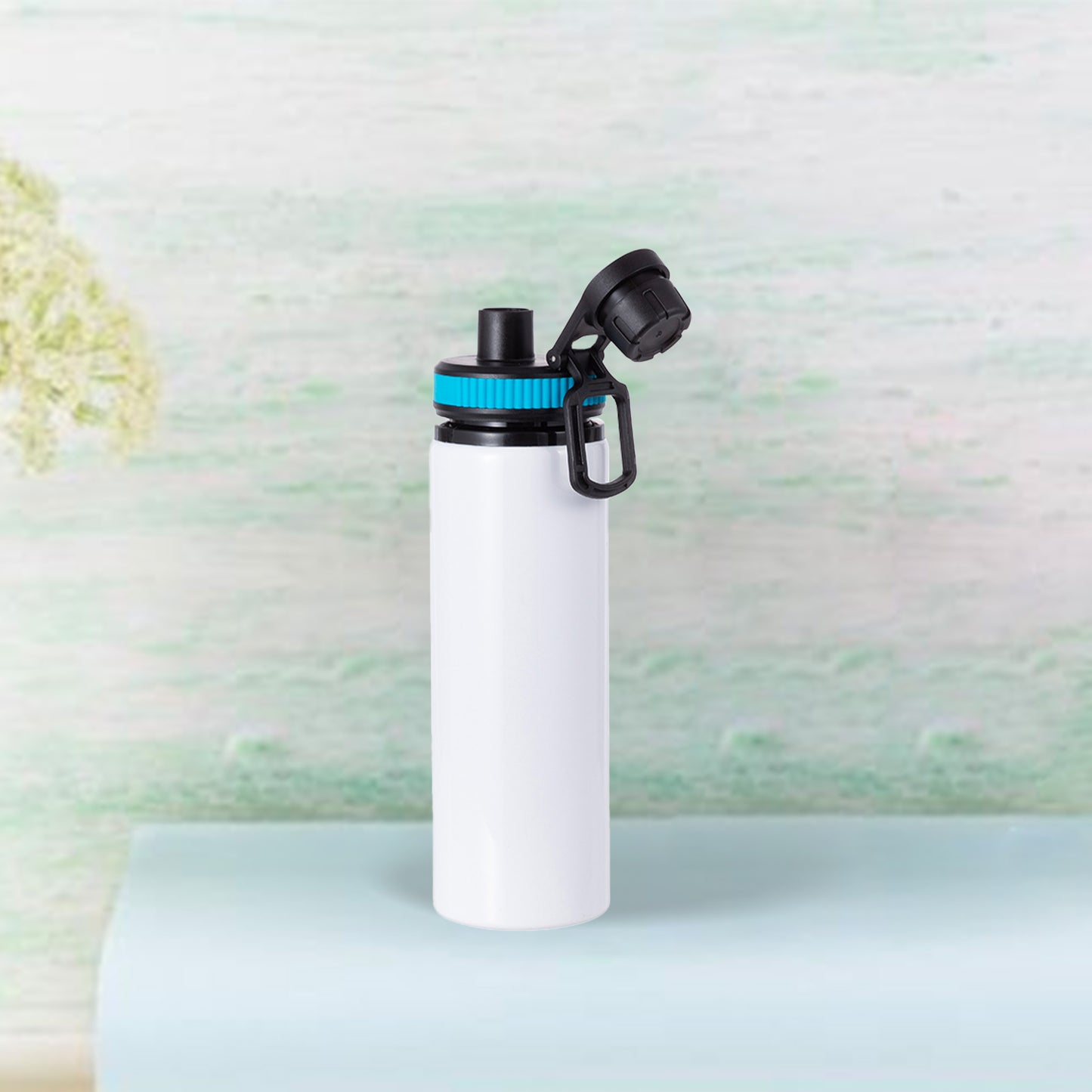 28oz/850ml Alu Water Bottle with Blue Cap(White) MOQ 3000pcs