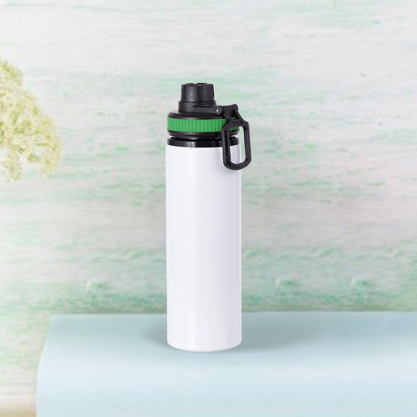 28oz/850ml Alu Water Bottle with Green Cap(White) MOQ 3000pcs