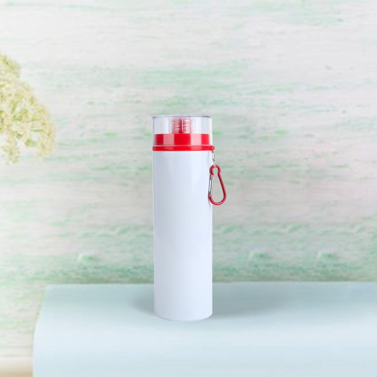 750ml Alu Water Bottle with Red Cap (White)