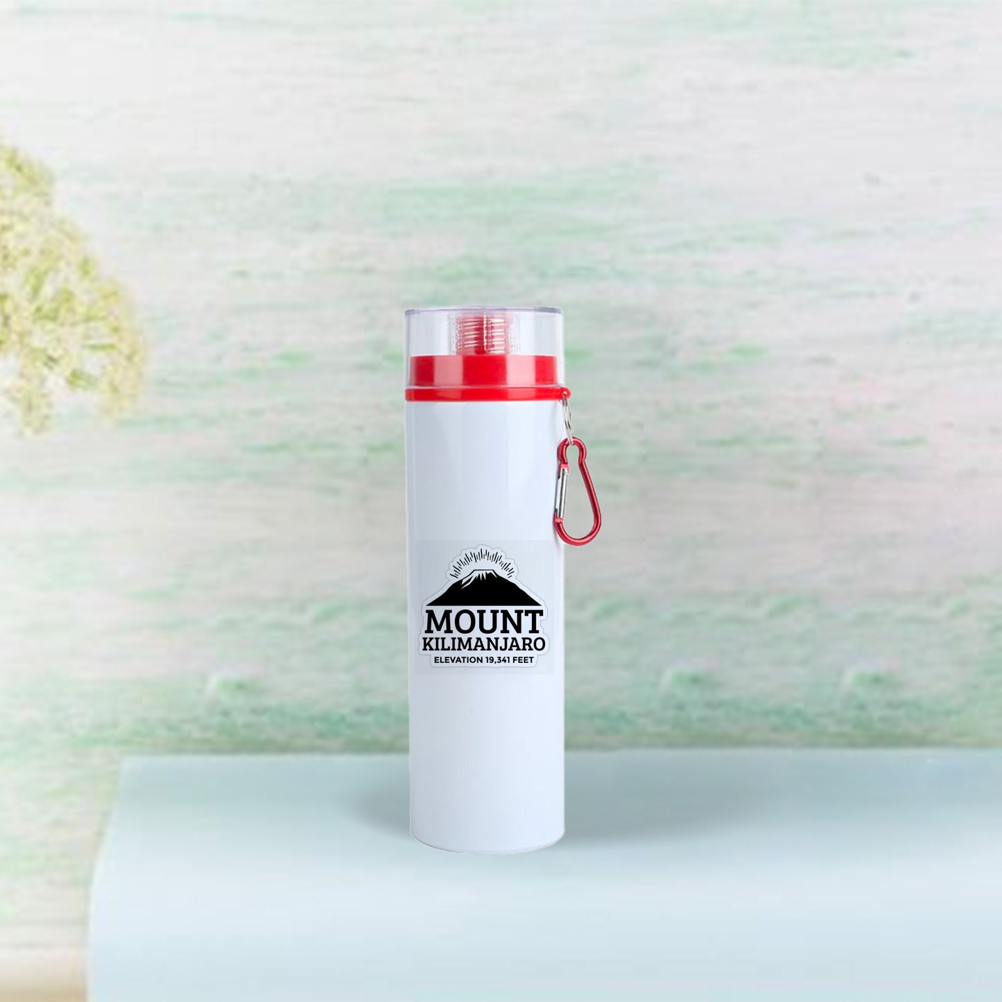 750ml Alu Water Bottle with Red Cap (White)