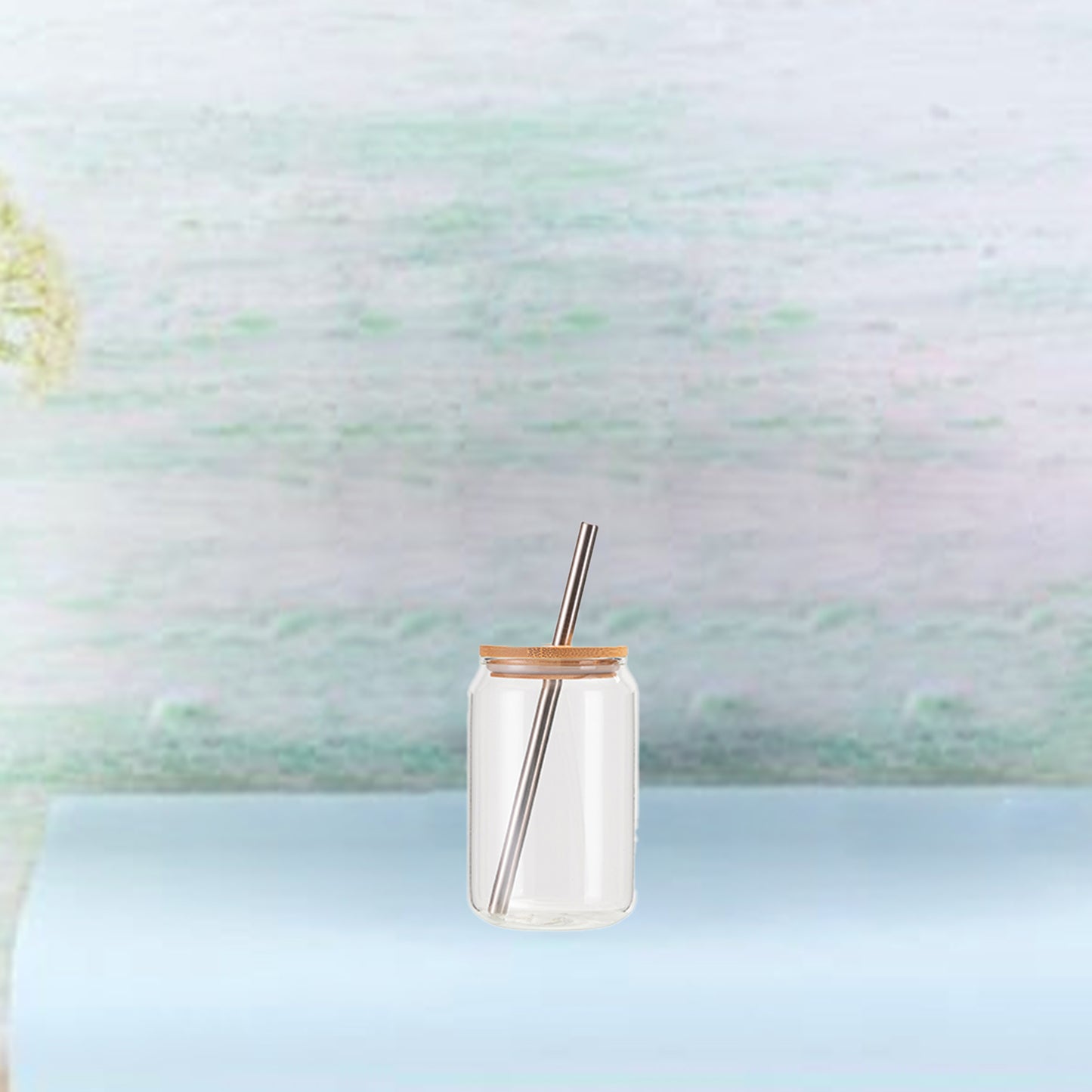 13oz/400ml Clear Can Glass Mug with bamboo lid