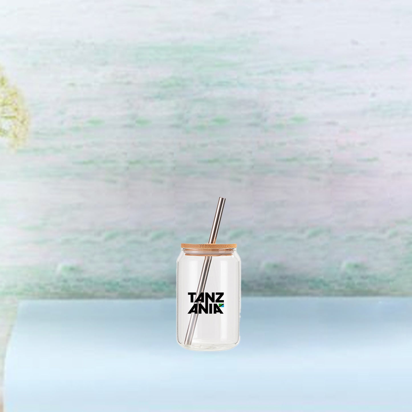 13oz/400ml Clear Can Glass Mug with bamboo lid