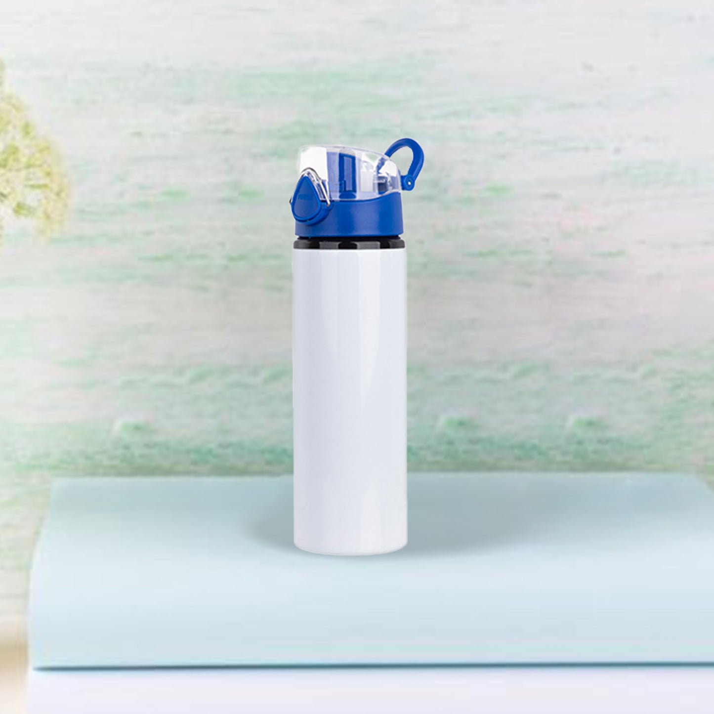 750ml Alu Water Bottle with Blue Cap (White)