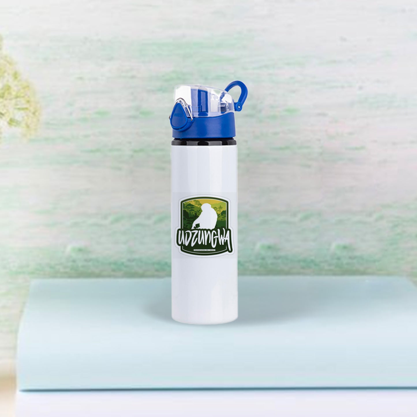 750ml Alu Water Bottle with Blue Cap (White)