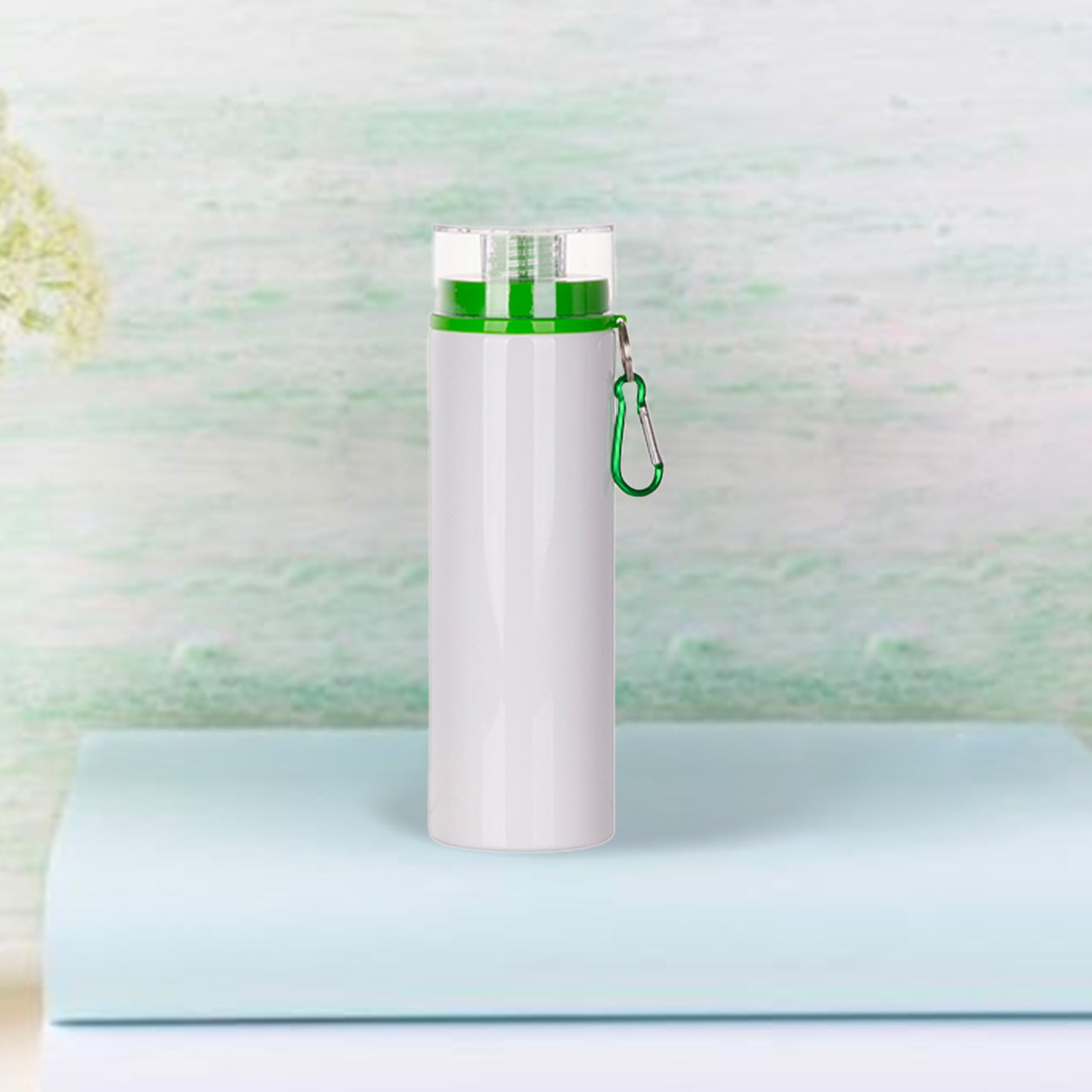 27oz/800ml Aluminum Bottle w/ Green Lid(White)