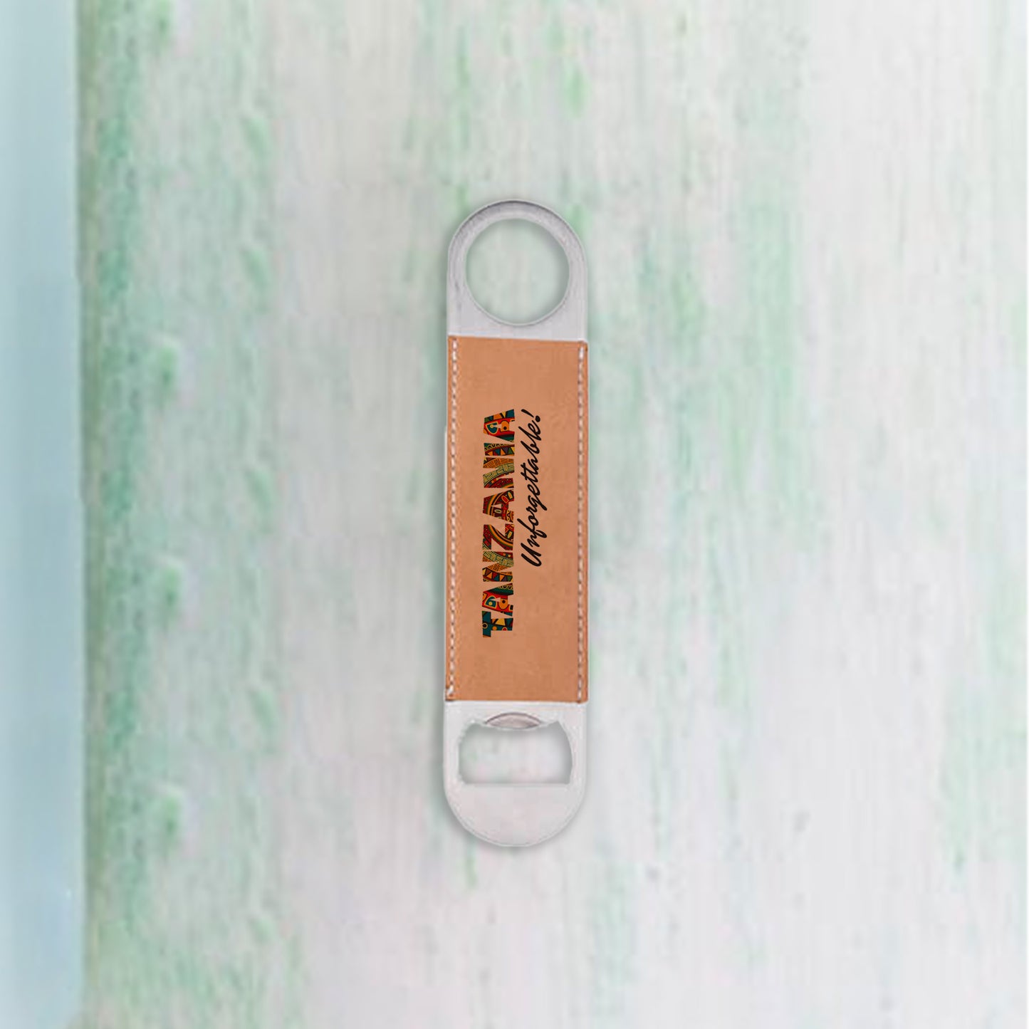 PU Stainless Steel Bottle Opener(Brown, 17.7*4cm)