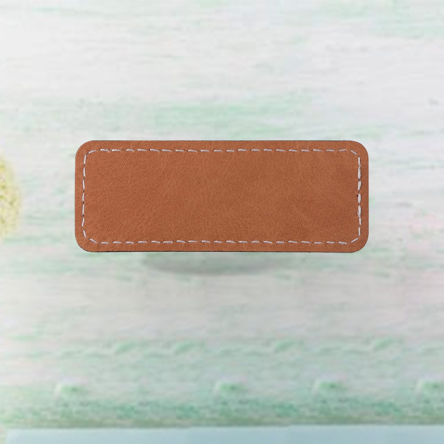 PU Leather Badge Name Tag(Brown, Small Rectangle)