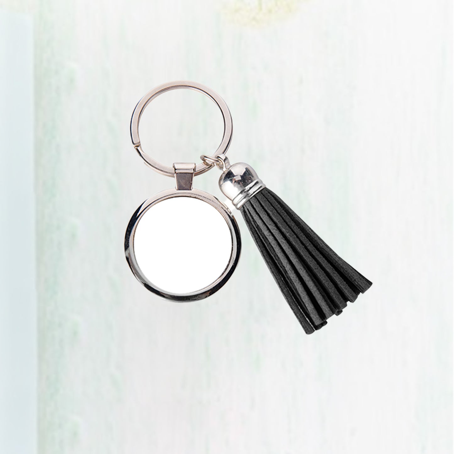 Round Keychain w/ Short Tassel(Black)