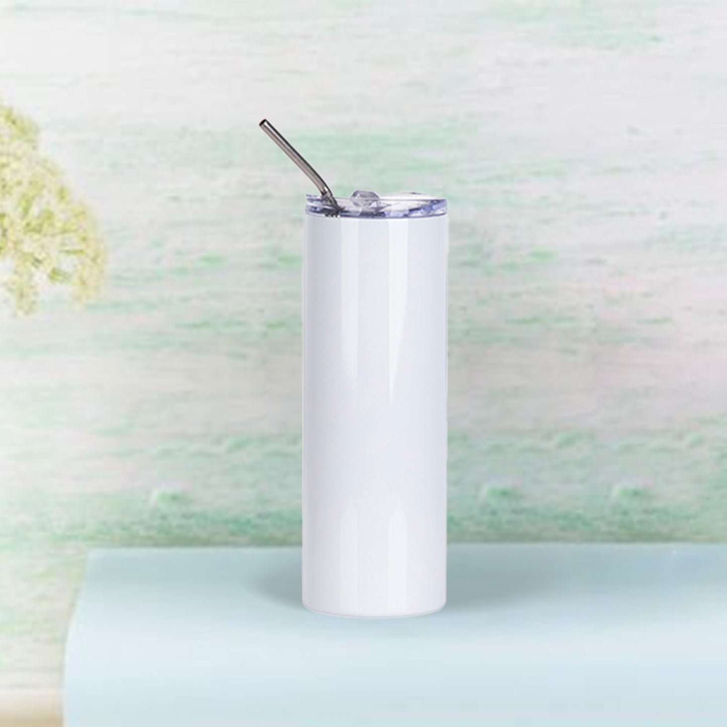 20oz/600ml Stainless Steel Tumbler with Straw & Lid(White)