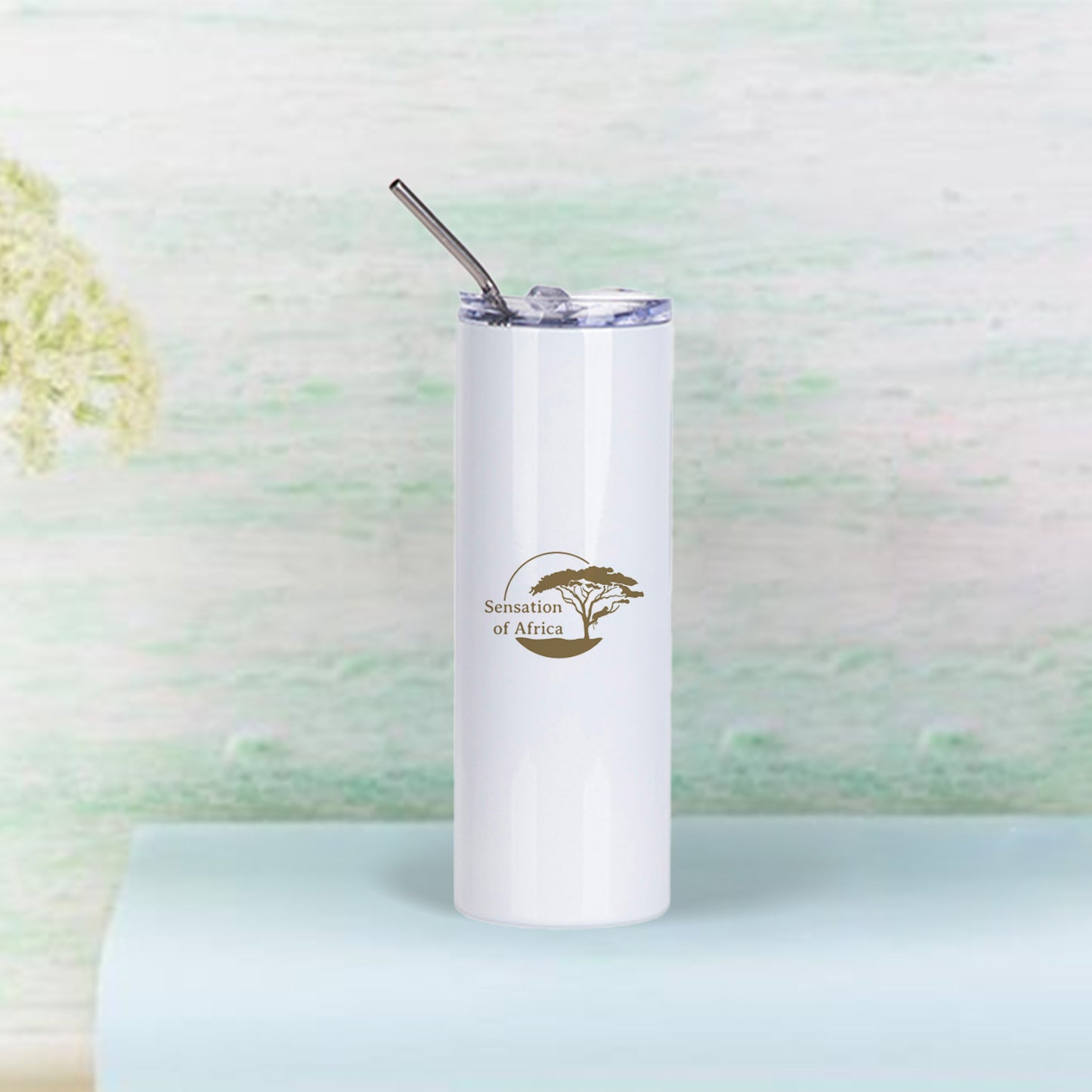 20oz/600ml Stainless Steel Tumbler with Straw & Lid(White)