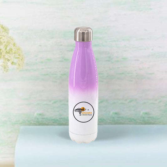 17oz/500ml Stainless Steel Cola Shaped Bottle(Gradient Color White&Purple)