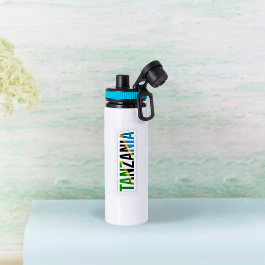 28oz/850ml Alu Water Bottle with Blue Cap(White) MOQ 3000pcs