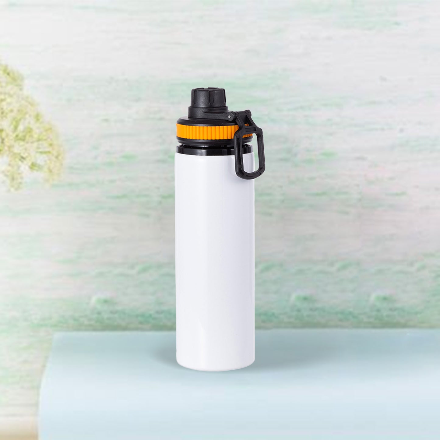 28oz/850ml Alu Water Bottle with yellow Cap(White) MOQ 3000pcs