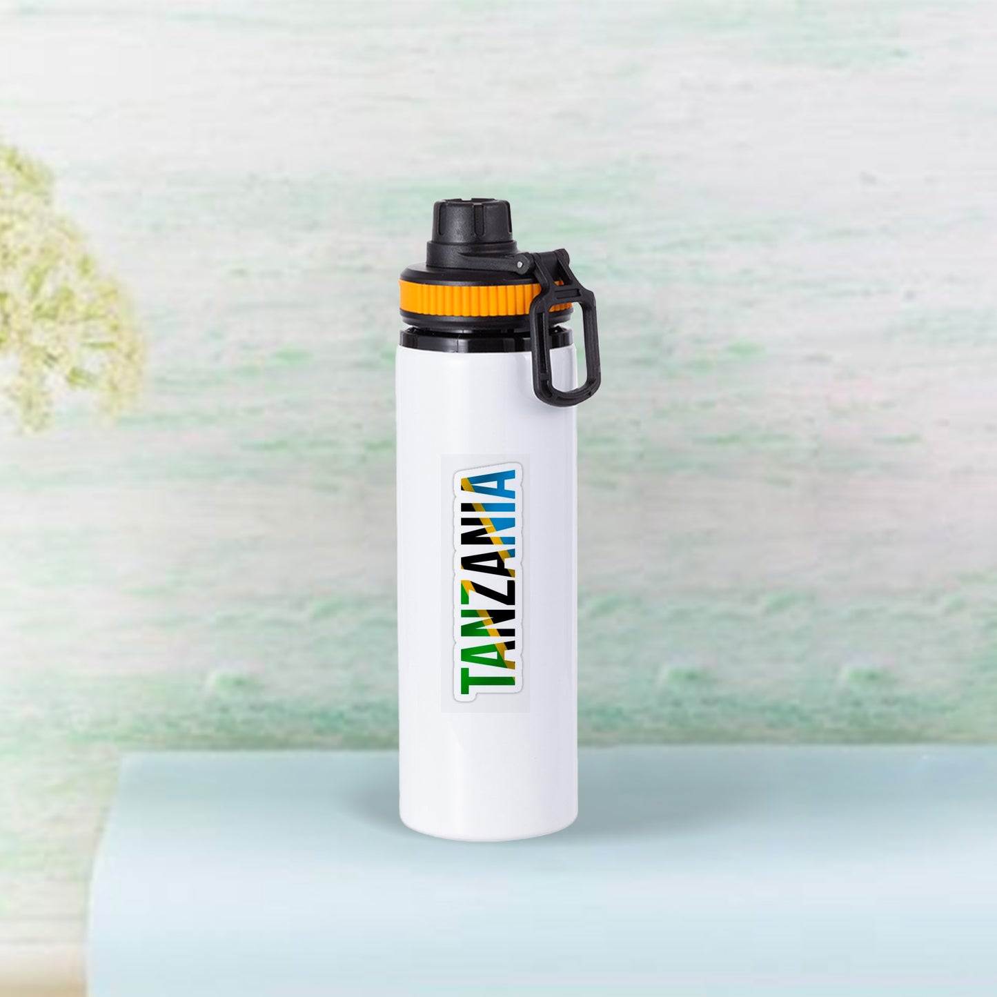 28oz/850ml Alu Water Bottle with yellow Cap(White) MOQ 3000pcs