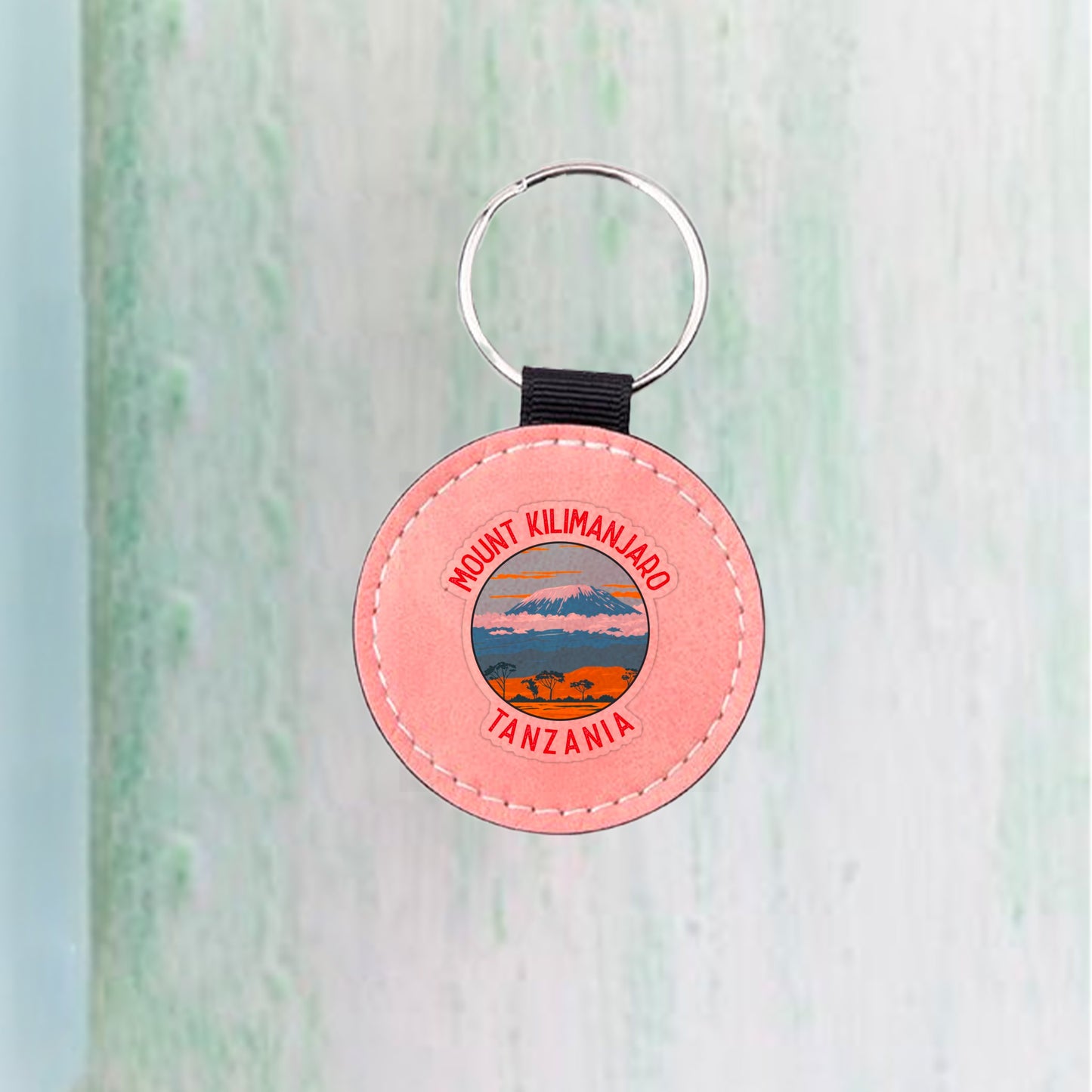 PU Leather Key Chain(Pink, Round)