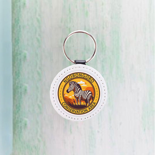 PU Leather Key Chain(white, Round)