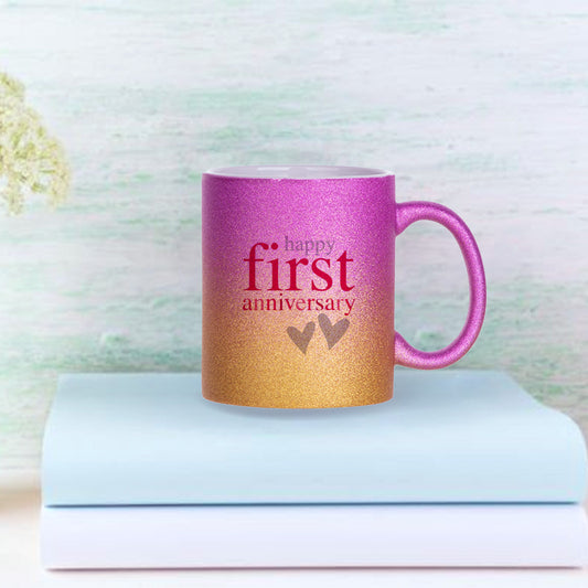 Sublimation 11oz/330ml Gradient Bottom Glitter Mug (Purple+Gold)