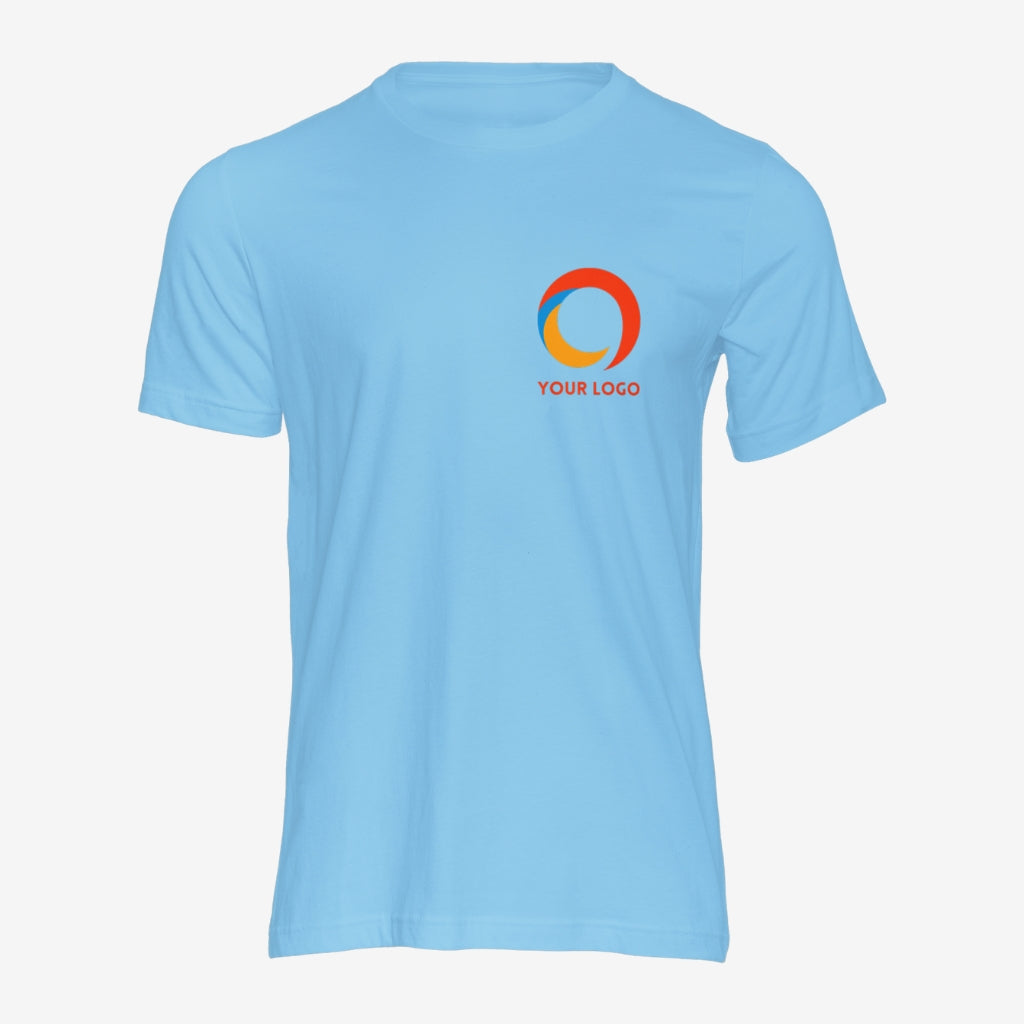 Personalized Sky Blue Unisex Round Neck T-Shirt With Your Logo