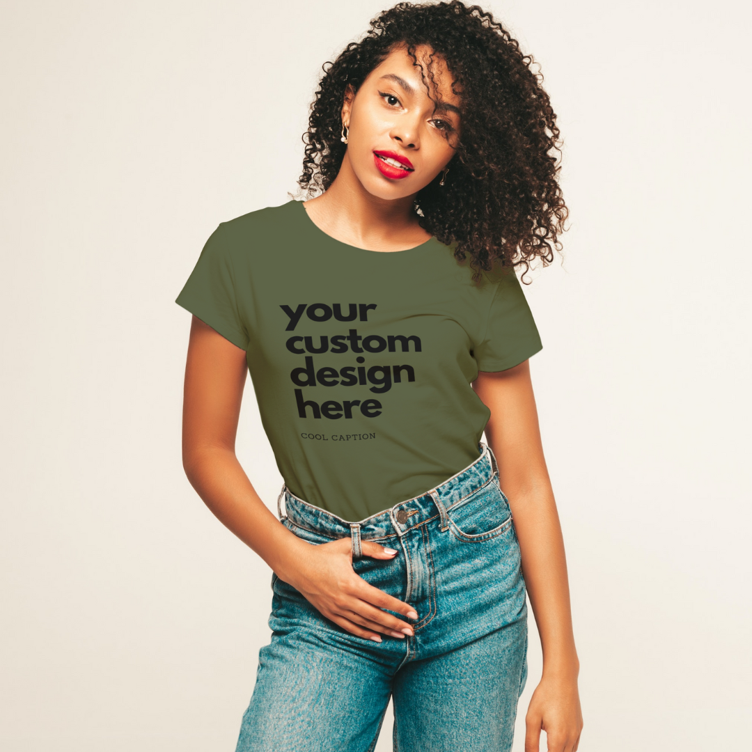 Personalized Khaki Green Unisex Round Neck T-Shirt